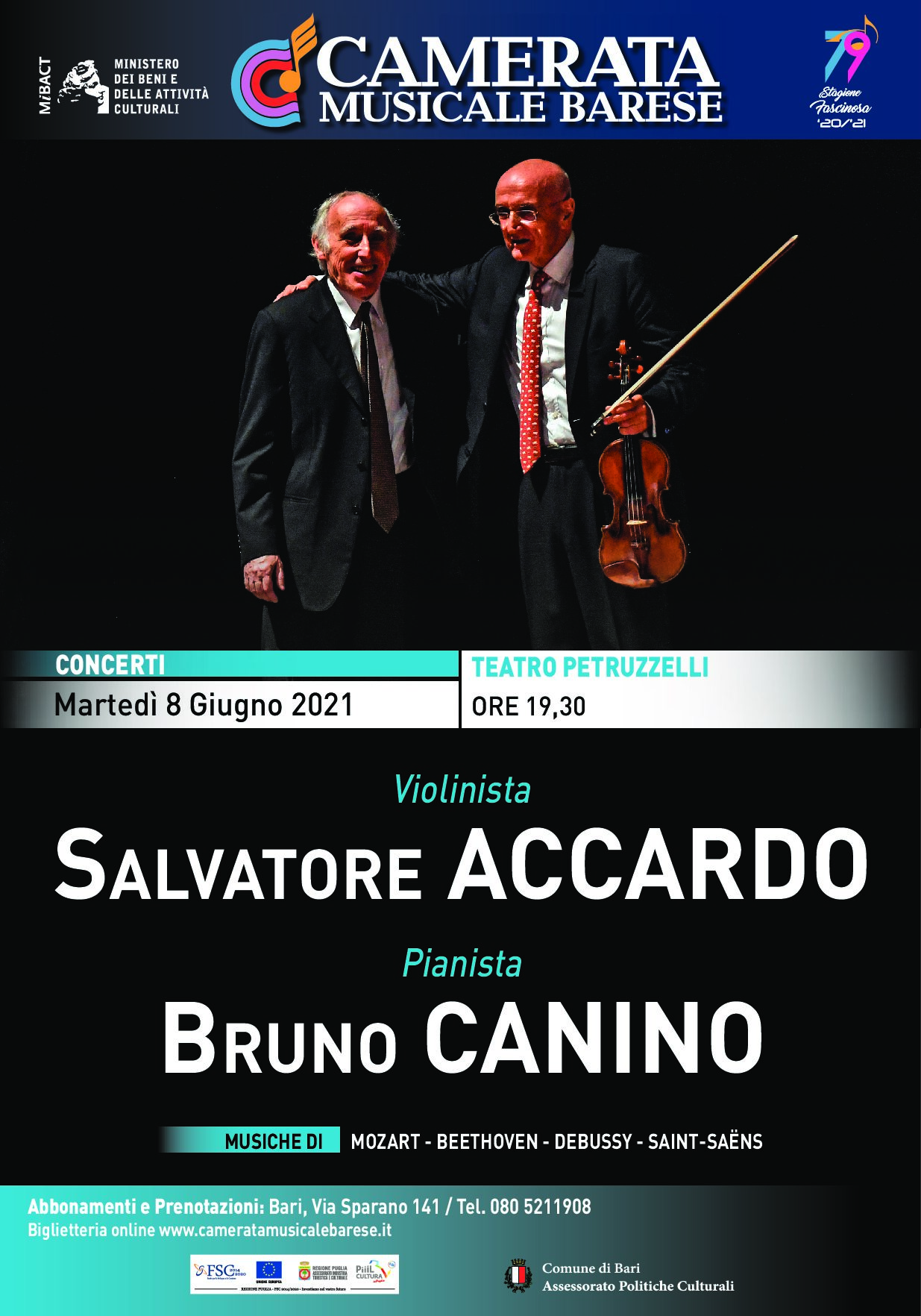 Manifesto verticale Salvatore Accardo - Bruno Canino
